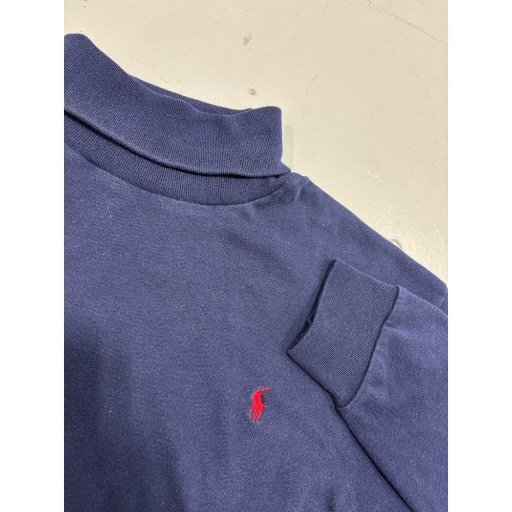 Vintage Polo Ralph Lauren Mens Navy Turtleneck‎ Long Sleeve Pony Logo Shirt XL